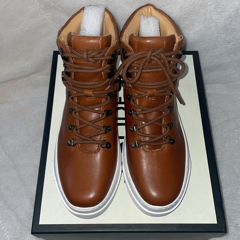 NWT J/SLIDES ADELE Tan Leather Casual Boot Sneaker - Picture 9 of 16